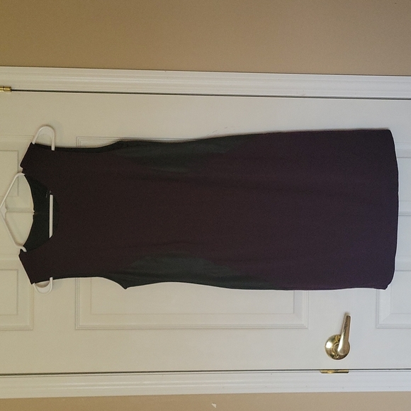 KAREN KANE RAYON BLACK/PURPLE SHEATH DRESS. Large. - Picture 5 of 11